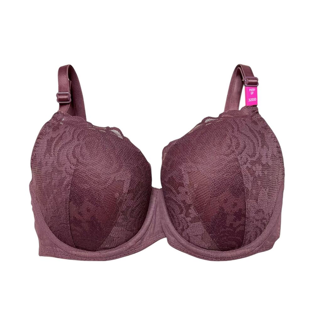 Victoria's Secret PINK Floral Lace Date Push-Up Bra Mauve Size 32DD